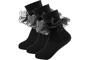 MKYSZLT Girls Ruffle Socks,Double Lace Socks Frilly Socks Cotton Dress Socks Turn Cuff Socks Pageant Socks for Toddler Girls
