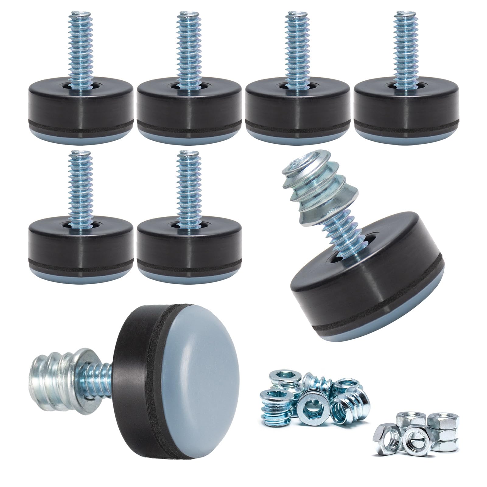 Photo 1 of ?1/4-20 Leveling Feet - PTFE (Teflon) Bottom(1 inch Base), Smooth Gliding Base for Furniture Protection, Adjustable Pads for Tables, Chairs, Cabinets, and Sofas (8 Pack)