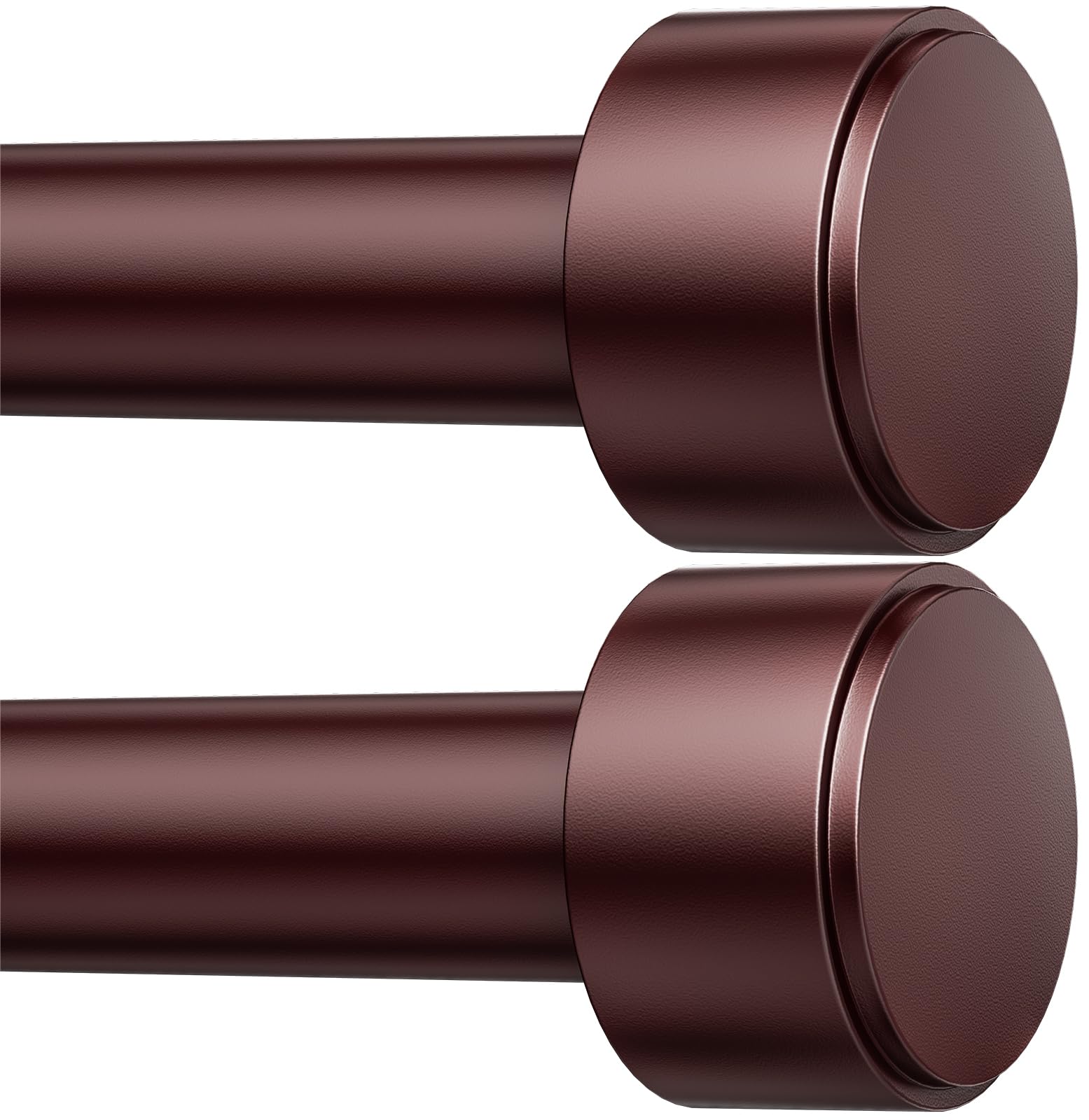 2 Pack Curtain Rods for Windows 32-60 Inch, 1 Inch Adjustable Brown Curtain Rod Set with Brackets, Easy Install Image