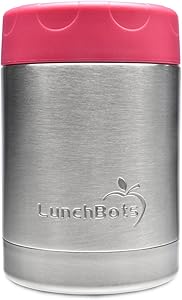 LunchBots Thermal 12 oz Triple Insulated Food Container - Hot 6 Hours or Cold 12 Hours - Leak Proof Thermos Soup Jar - All Stainless Interior - Pink