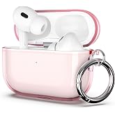 ULAK Compatible with Airpods Pro &amp; AirPods Pro 2 Case Clear Light Pink | Design Soft TPU Airpod Pro 1st/2nd Generation Case 2022/2019 with Ring Keychain Shockproof Protecitve Cover