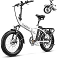 bluebiko 1000W Folding Electric Bike, 48V 20AH Large Removable Battery E Bike, 30+MPH, 80 Miles Max Range, 20" Fat Tire Electric Bike for Adults, Adult Electric Bicycles for Commute Beach Snow