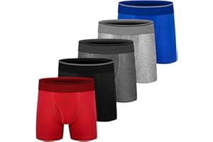 CONKEND Boys Boxer Briefs,Cotton Toddler Underwear Breathable Mesh Performance Sport Big Boy Boxer Briefs with Fly 5Pack