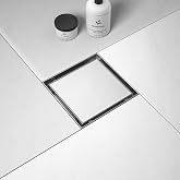 Bernkot Square Shower Drain, 304 Stainless Steel Floor Drain 6" | with Tiled Insert Grate &amp; Hair Strainer, Bathroom 2-in-1 Tiled in Drain, CUPC Certified