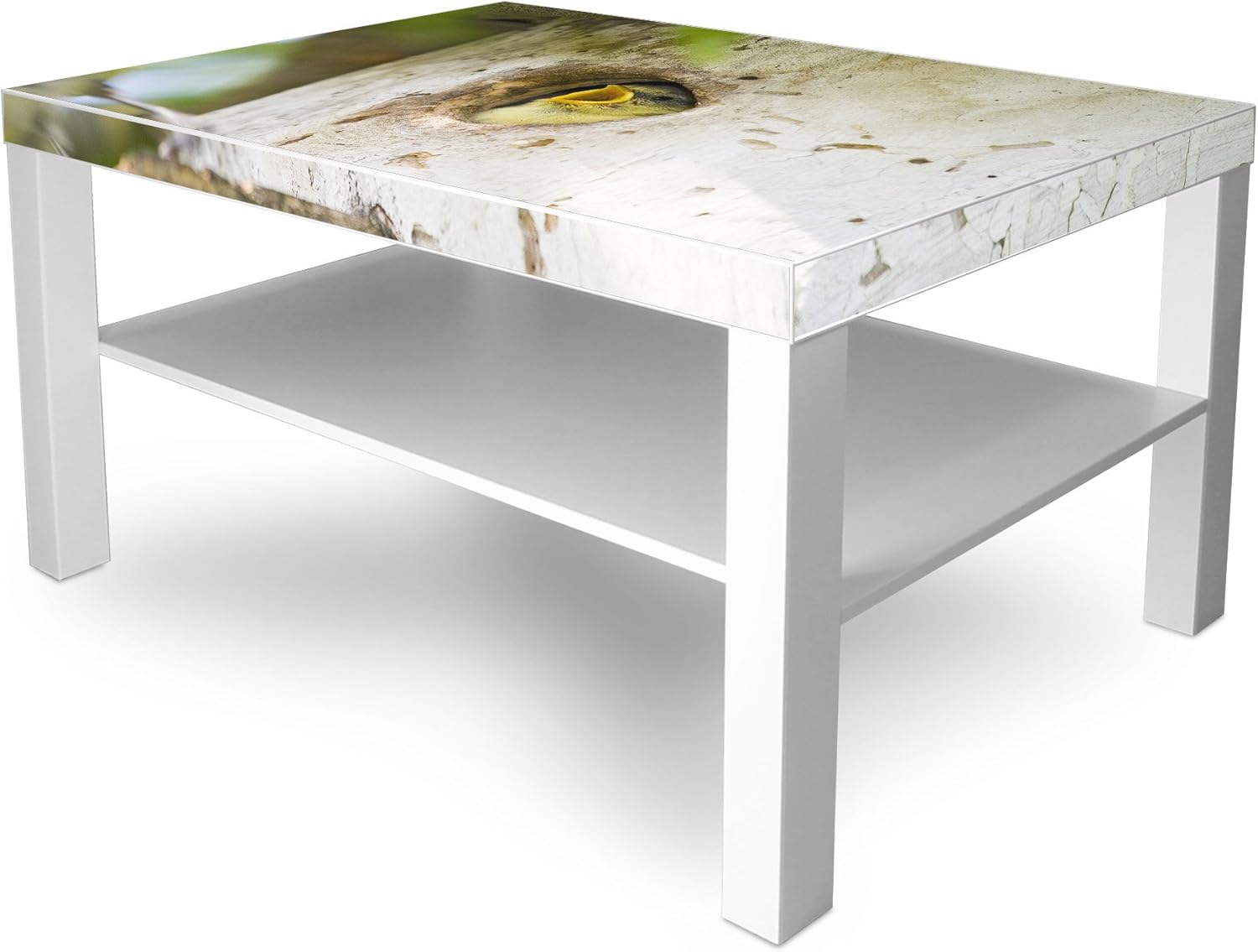 Large Coffee Table With Newspaper Shelf White With Blue Tit Design Amazon Co Uk Kitchen Home