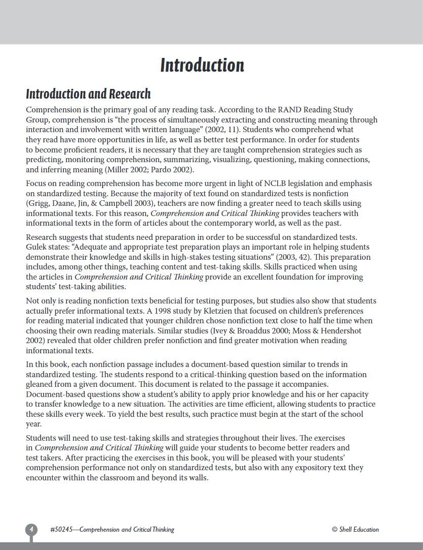 Comprehension and Critical Thinking Grade 5 (Comprehension & Critical Thinking)