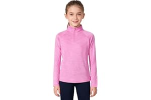 ZUEMET Girls Long Sleeve Shirts Quick Dry Athletic Tops Quarter Zip Pullover Kids Teens Sportswear for Golf Yoga Tennis 5-14 Years
