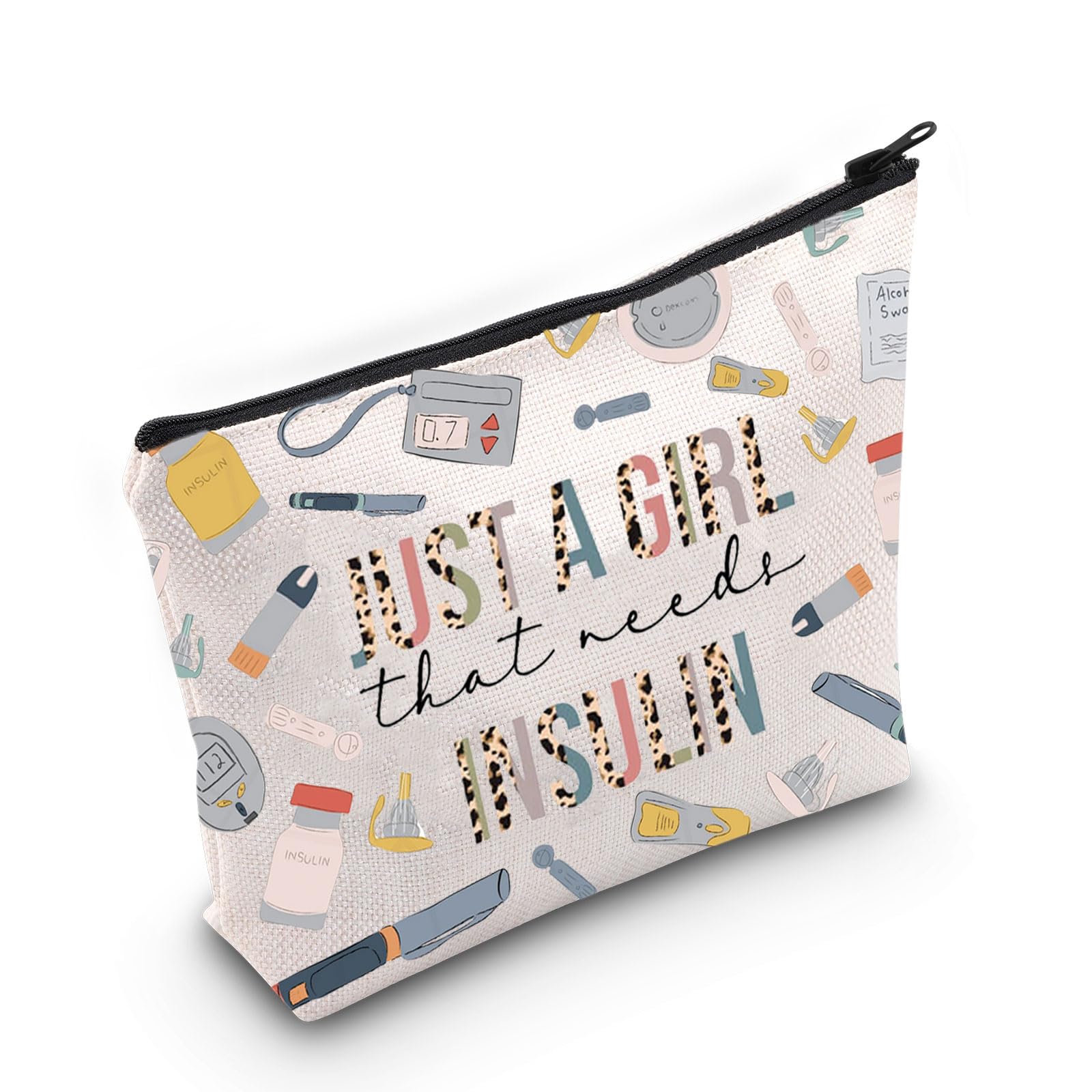 WZMPA Diabetes Insulin Makeup Bag Diabetes Awareness Gifts Just A Gil That Needs Insulin Zipper Bag Diabetic Supply Kit, Just a girl insulin, Fit