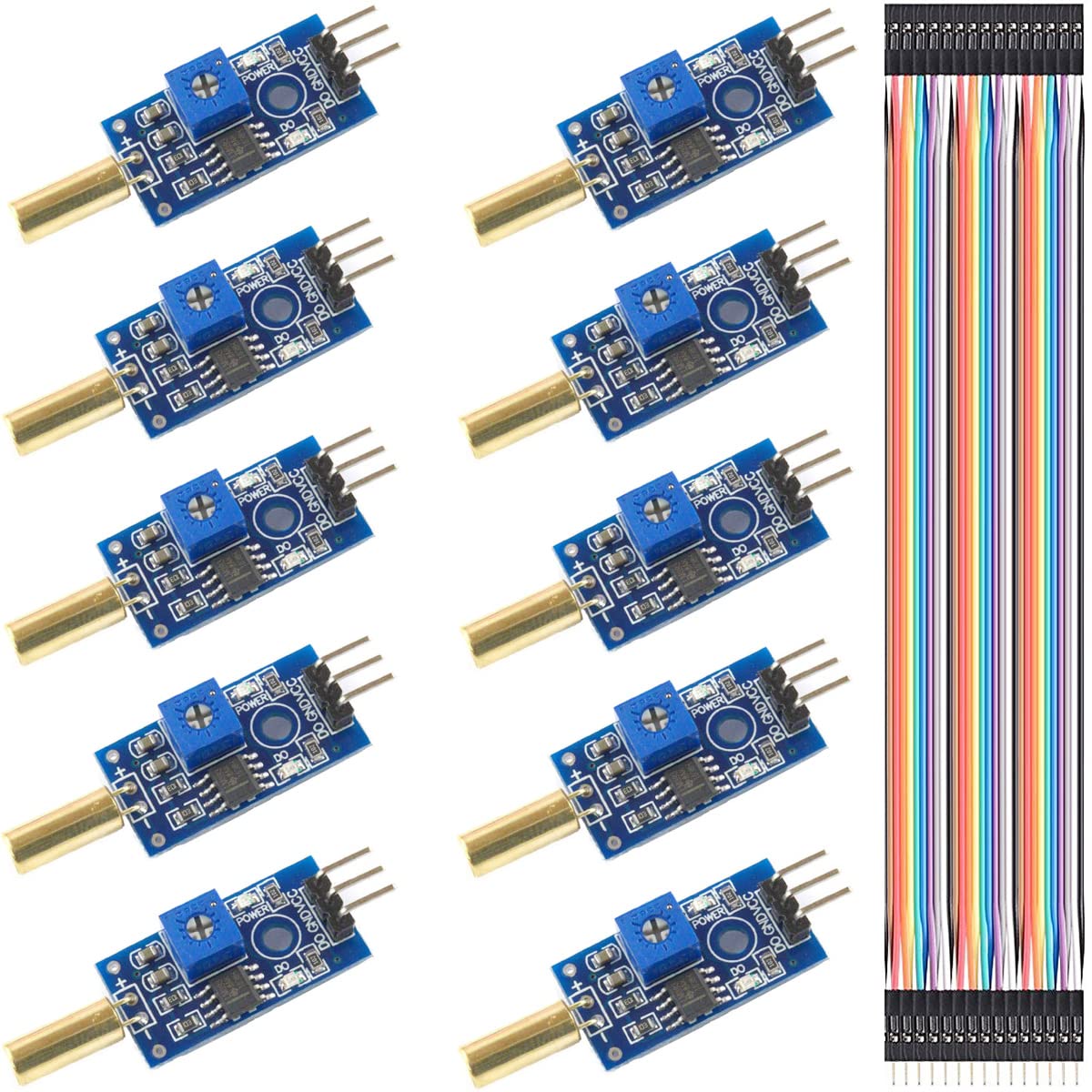 Youmile 10 pcs Angle Sensor Module SW-520D Golden Ball Switch Tilt Sensor Module with DuPont Cable for Arduino