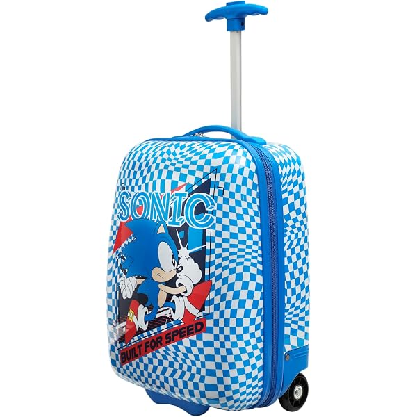 Valigia Cabina Rigida Sonic The Hedgehog SEGA: 4 Ruote, Serratura TS, Design Blu
