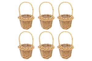 Honbay 6PCS Miniature Woven Baskets with Handles Tiny Candy Gifts Basket Mini Flower Basket for Wedding Party Favors Crafts Decor