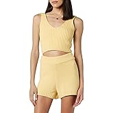 The Drop Women's Sylvie Double V-Neck Textured Rib Cropped Sweater Tank