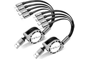 MINLU Multi Charging Cable 4A, 2Pack 4Ft Retractable Multi Fast Charger Cable, Multiple Charging Cord, 4 in 1 Multi USB Cable with Type C/Micro USB Ports for Cell Phones/IP/Galaxy/PS/Tablets/iPads