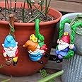 JARPSIRY Set of 3 Cute Climbing Gnome Figurines Flower Pot Hugger, Resin Hanging Gnomes Statue Outdoor Decor Fence Ornaments for Patio Lawn Garden Yard (Swing Gnome)
