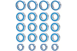 BRKRC 20PCS Rubber Sealed Blue Ball Bearing Kit for All Tamiya TT-01 RC Models Upgrade Parts
