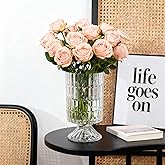 GarDream Pedestal Glass Vase, Textured Crystal Vase for Flowers, Bouquet, Vintage Transparent Vases 6.7 Inch, Decorative Flower Vases for Centerpieces, Dining Table, Home Decor, Office, Wedding, Party