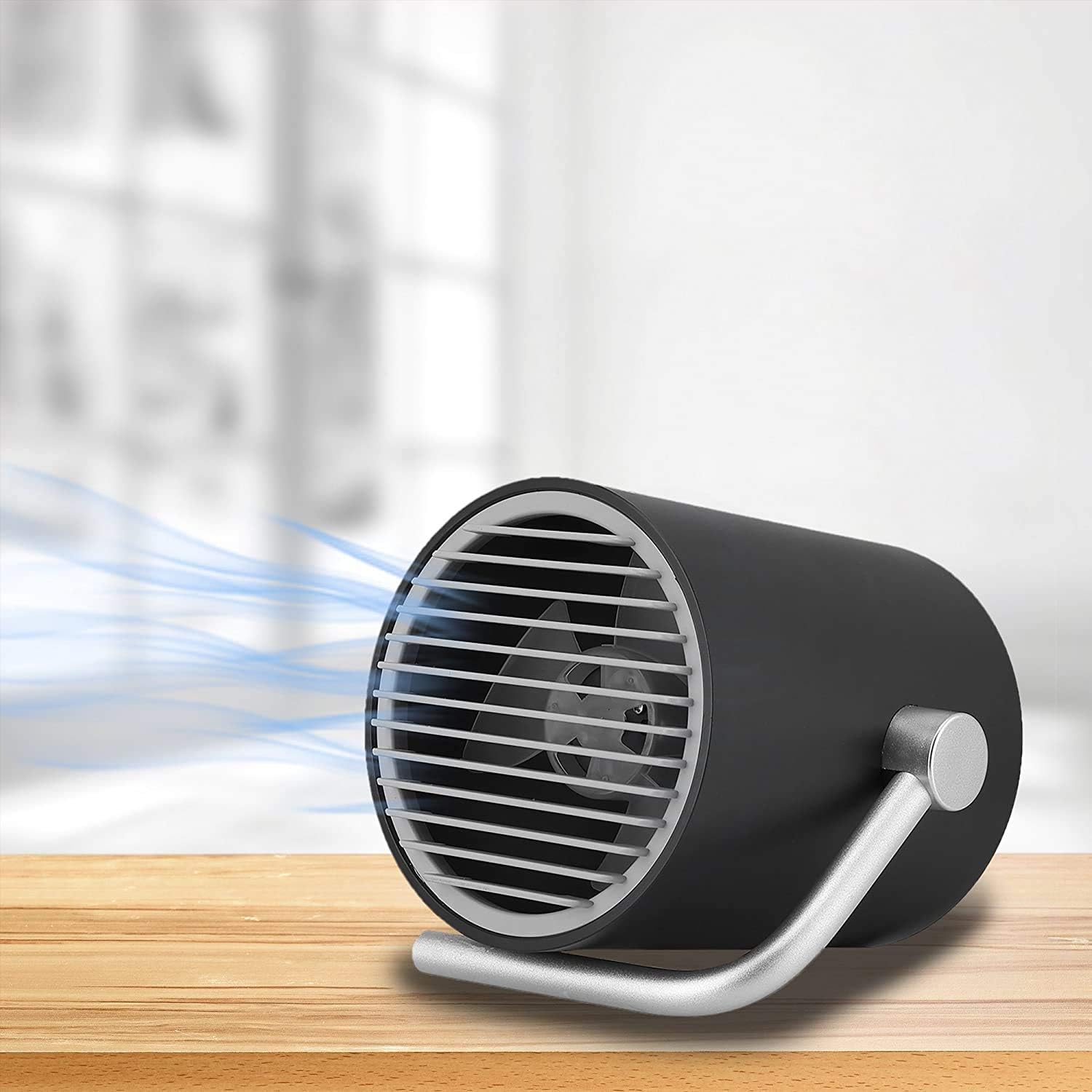 Fancii Small Personal Desk USB Fan, Portable Mini Table Fan with Twin Turbo Blades, Whisper Quiet Cyclone Air Technology - for Home, Office, Outdoor Travel (Black): Home & Kitchen