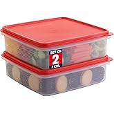 Plastic Storage Containers with Lids – 2-Pack 3L Cupcake Carrier – Leakproof Cookie Storage Containers Airtight – BPA-Free Pl