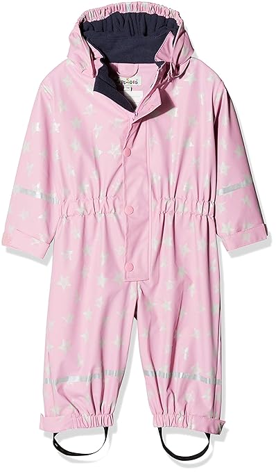 Playshoes Baby-Mädchen Regenoverall, Regenanzug Sterne mit Fleece-Futter