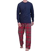 Bottoms Out Men's Flannel Pajamas Pants & Long Sleeve Shirt Set, 2 Piece Pajamas for Men, Plaid Pajama Pants & Sleep Shirt