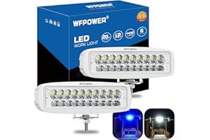 WFPOWER LED Marine Boat Lights, 6.3Inch White & Blue Spreader 2 In 1 Deck Spot Light IP67 Waterproof Double Row T-Top Dock Fo