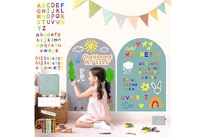 Set of 2 Arch Magnetic Wall Decal Magnet Board for Kids Peel and Stick Self Adhesive Chalkboard for Boys Room Playroom Home I