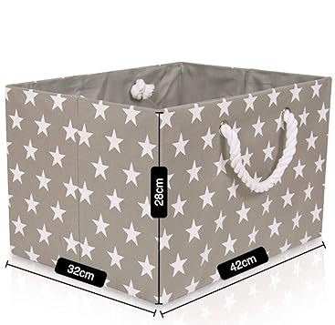 Cesta plegable de almacenamiento de lona gris estrella - Cesta de tela