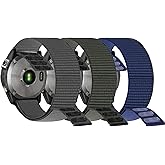 Hook and Loop Quick Dry 22mm Nylon Ultralight Sport Watch Band for Garmin Fenix 8 47mm/Fenix 7/7 Pro/6/6 Pro/5/5Plus, UltraFit Strap for Forerunner 965/955/945/935/Approach S62/S70/tactix 8 47mm/Epix2