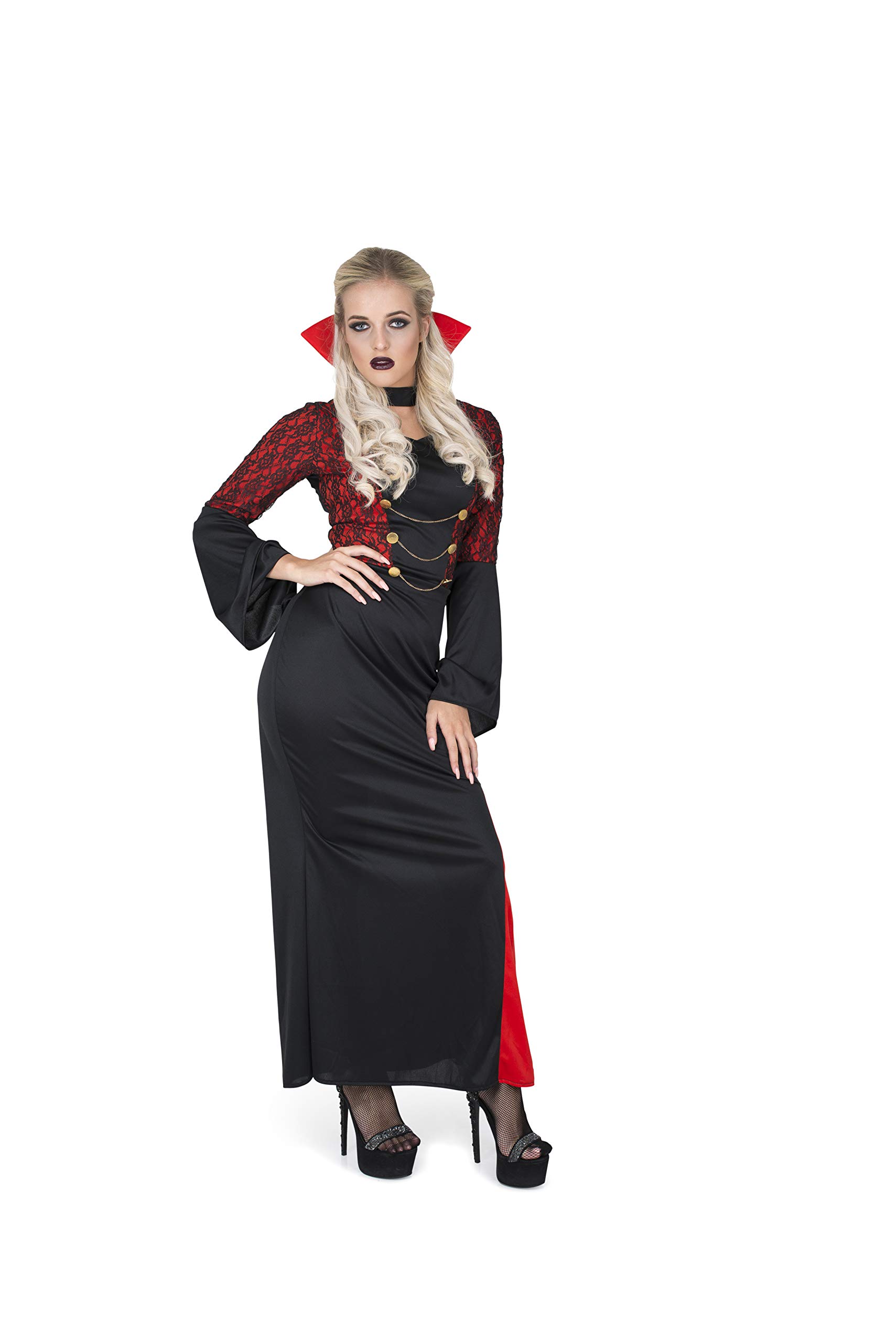Karnival Costumes 84114 Halloween Vampire Temptress Costume, Women, Black & Red, Large