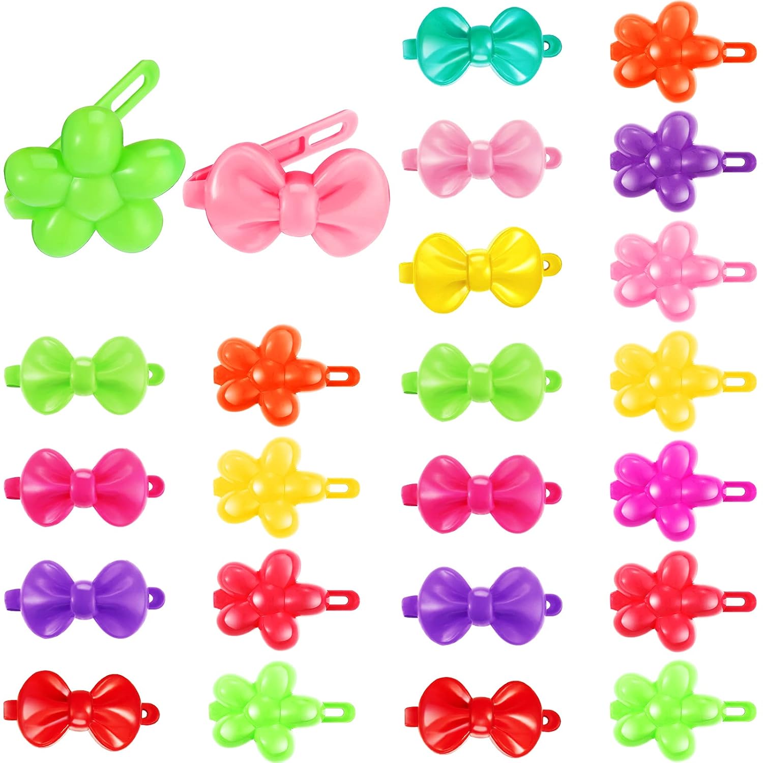100 Pieces Self Hinge Barrettes Plastic Hair Barrette Girl Hair Clip Barrette Multi Design Cute Hair Barrette Selection Cartoon Design Hairpin for Girl (Plum Blossom, Bow) : Beauty