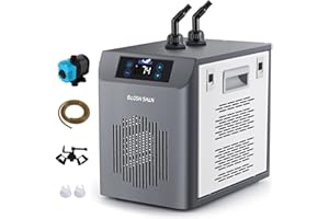 BAOSHISHAN Aquarium Chiller, [2024 Upgrade] 42gal 1/10 HP Water Cooler Fish Tank, Quiet Refrigeration Compressor Touch Screen Aquarium Cooler for Hydroponics Axolotl Coral Crystal Shrimp
