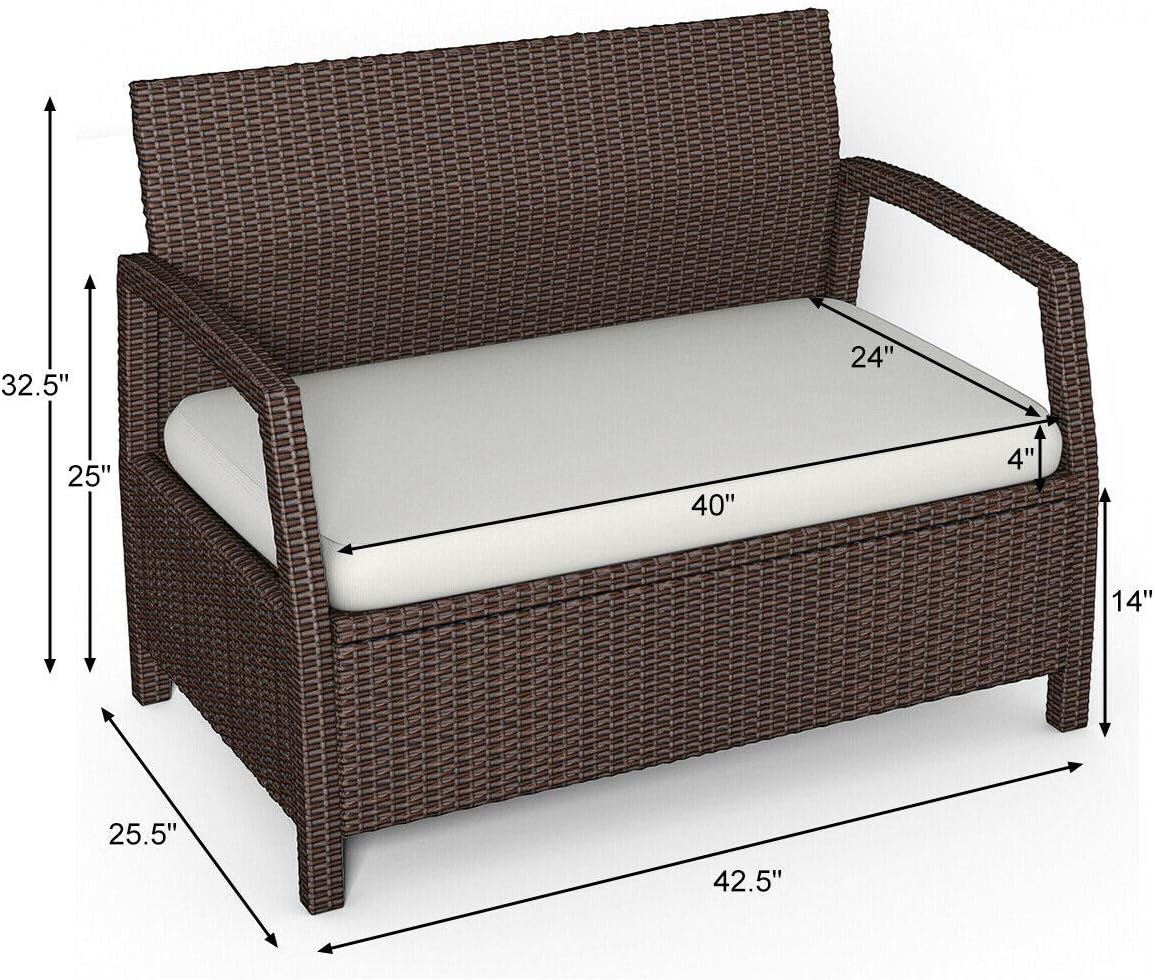Tangkula Bench Couch Chair Patio Furniture Sofas, Brown: Kitchen & Dining