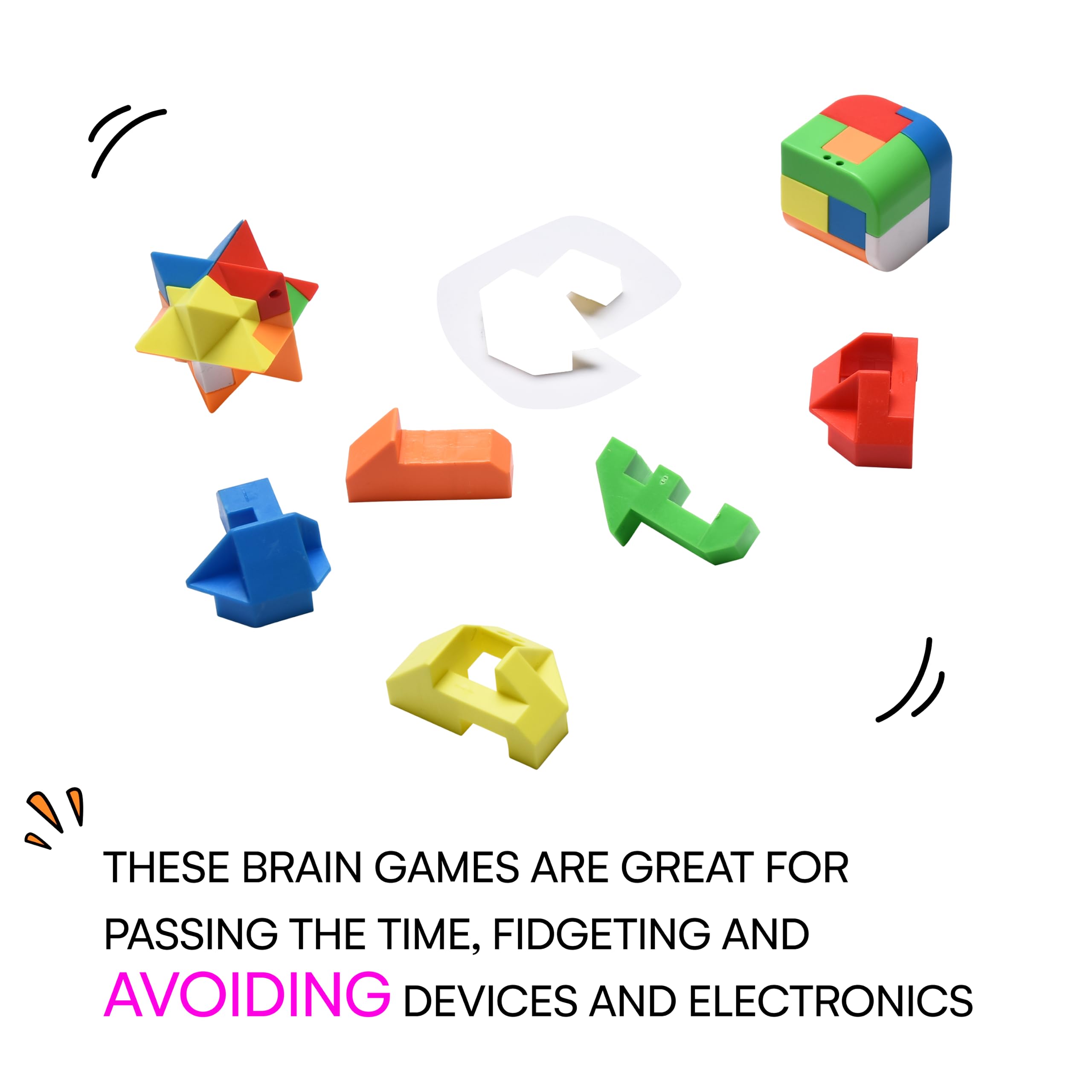 Amazaque Brain Teaser Puzzles for Kids, Teens, and Adults - Mind Game Puzzle Set - 3D Unlock Interlock Toy Desk Toys for Office - Suitable for IQ, Logic Test, Fidgeting and Pastime - Hand Puzzles