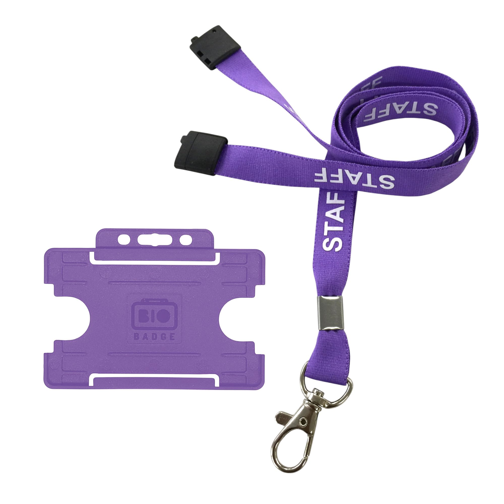 Customcard ltd® 25 x Purple Staff Lanyard Metal Dog Clip with Purple ID Card Holderp