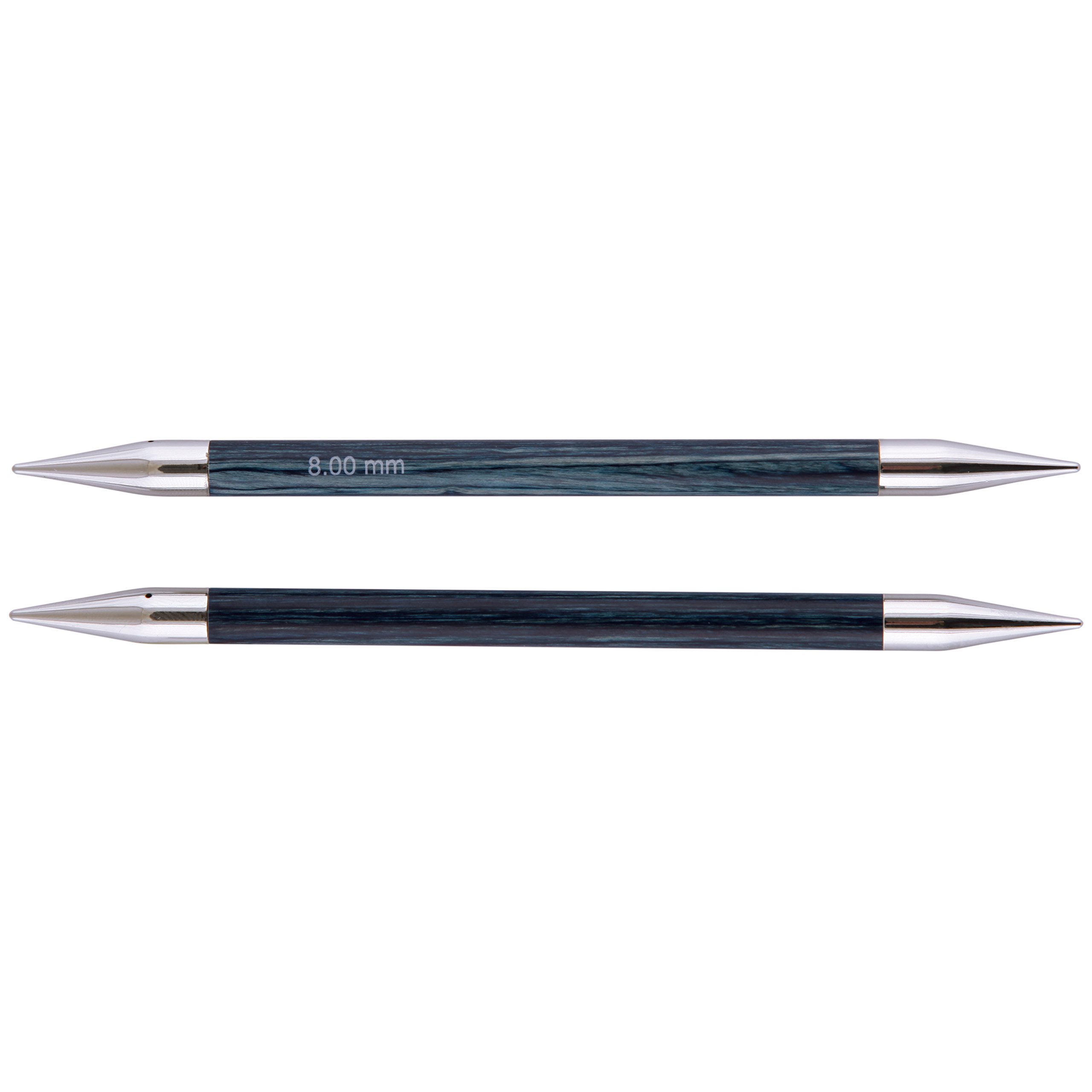 KnitPro Royale: Knitting Pins: Sets of 6: Double Ended: 15cm x 8.00mm, Birchwood, brass, Multi-Colour, 8mm