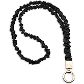 MyfavoriteK Teacher Scrunchie Lanyard for ID Badge, Thin Stretchy Elastic Neck Keychain, Cute Hands Free Accessory for School