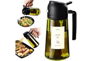 TrendPlain 470ml Olive Oil Dispenser Bottle for Kitchen Gadgets - 2 in 1 Dispenser and Sprayer - Olive Oil Spray Bottle w/Sti