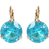 Navachi 18k Gold Plated Simple Round Zirconia Leverback Earrings