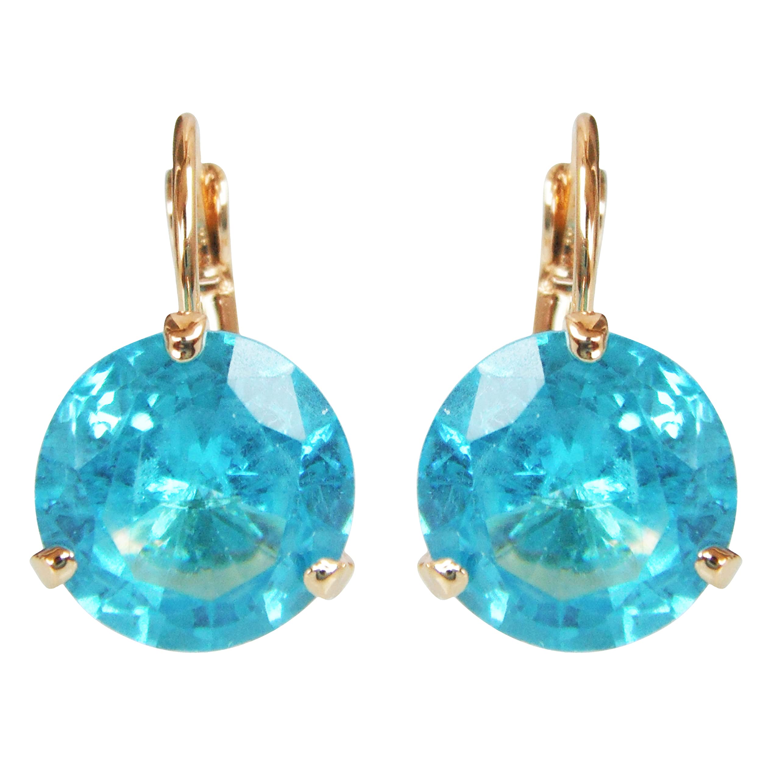 Navachi 18k Gold Plated Circle Blue Zircon Hoop Az1428e Leverback Earrings