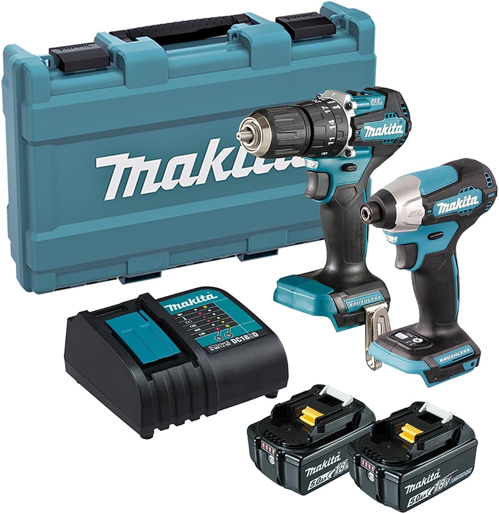 Makita DLX2414ST 18V LXT Combo Kit 2x 5.0Ah Batteries Charger Plastic Case
