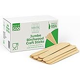 Perfect Stix Jumbo Birchwood Craft Sticks, 6 x 3/4 inches, Natural, 500 Count, Made in USA