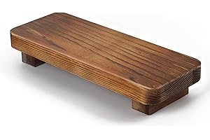 LISWIT Farmhouse Wood Tray Rustic Wooden Pedestal 9 * 4 * 1.5 inches Decorative Wood Riser for Farmhouse Kitchen Counter Bathroom Room Decor (Dark Brown)