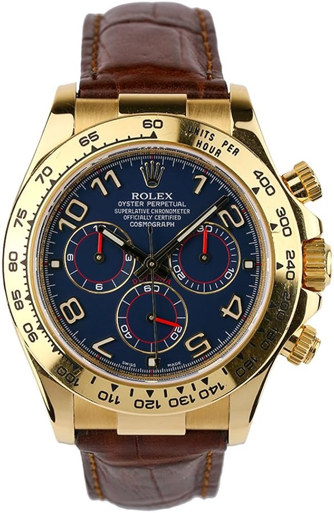 Rolex Daytona Oro Amarillo Azul Paul Newman Dial Correa de Piel 116518