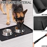 MateeyLife Cat Food Mat Anti-Slip Silicone Waterproof 46x30cm Black view 5