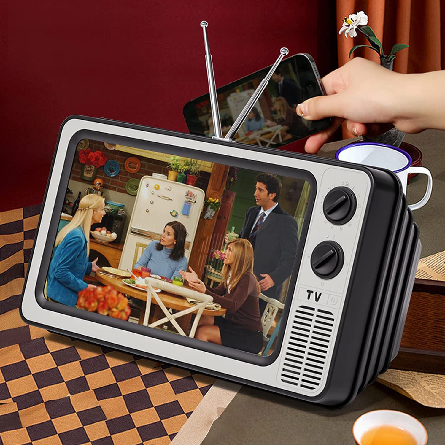 JinRui-T 12'' Screen Magnifier for Cell Phone-Retro TV Amplifier 3D HD Mobile Phone Screen Magnifying Enlarger for Movies Videos Games, Screen Amplifier–Fit for All Smartphones (Grey), 29x15.8x13 — image 1