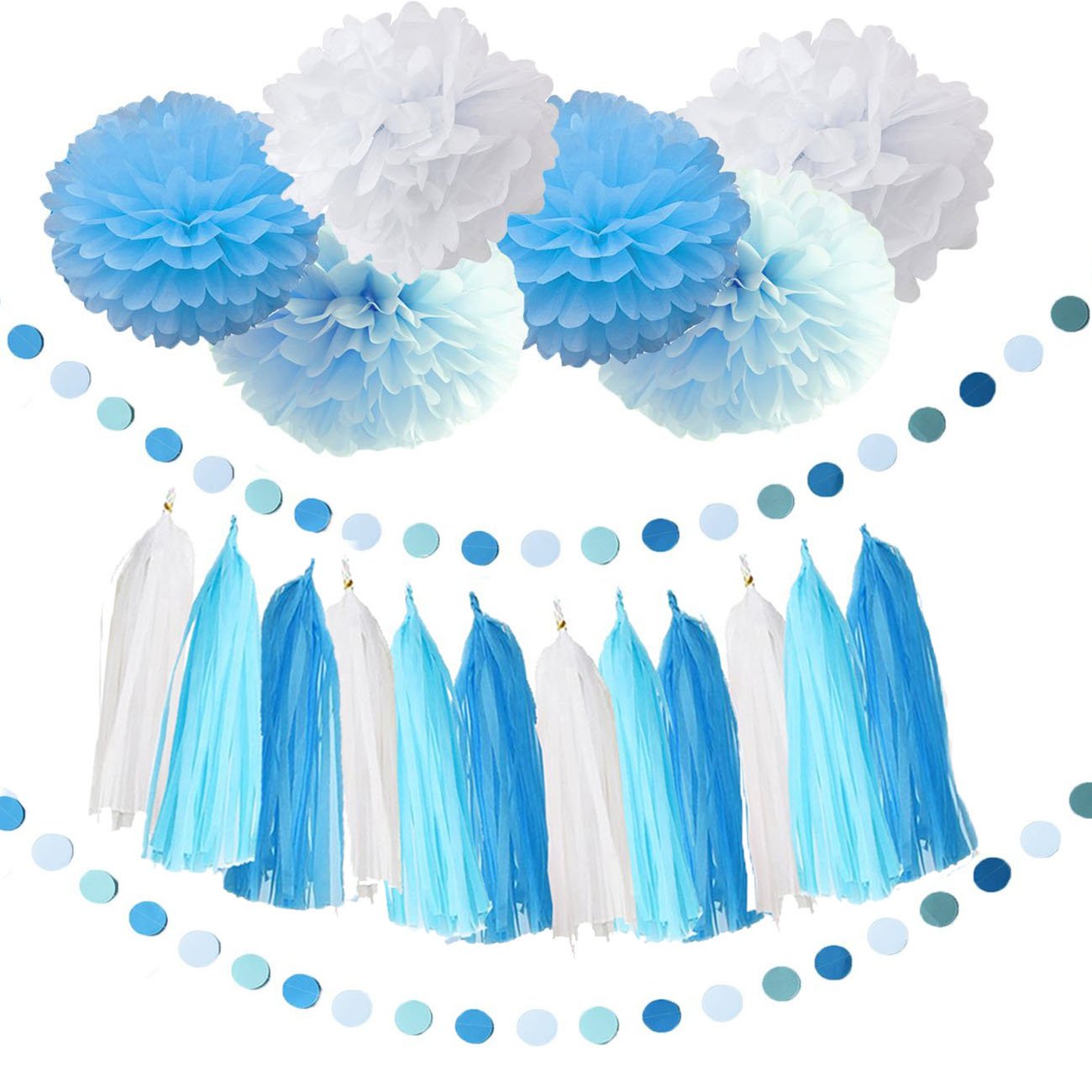 Birthday Party Decorations Baby Blue White Turquoise Blue Tissue