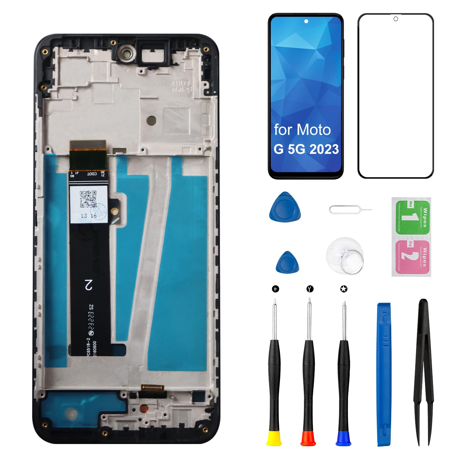 Photo 1 of for Moto G 5G 2023 Screen Replacement with Frame XT2313 XT2313-3 XT2313-4 XT2313-5 XT2313-6 LCD Touch Display Digitizer Assembly Repair Tool Kits 6.5 inch