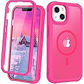 Avocase Magnetic for iPhone 13 Case,iPhone 14 Case Built in Screen Protector [Compatible with MagSafe] Military-Grade Protection Full Body Shockproof Slim Translucent Matte Women Girls Men, Hot Pink