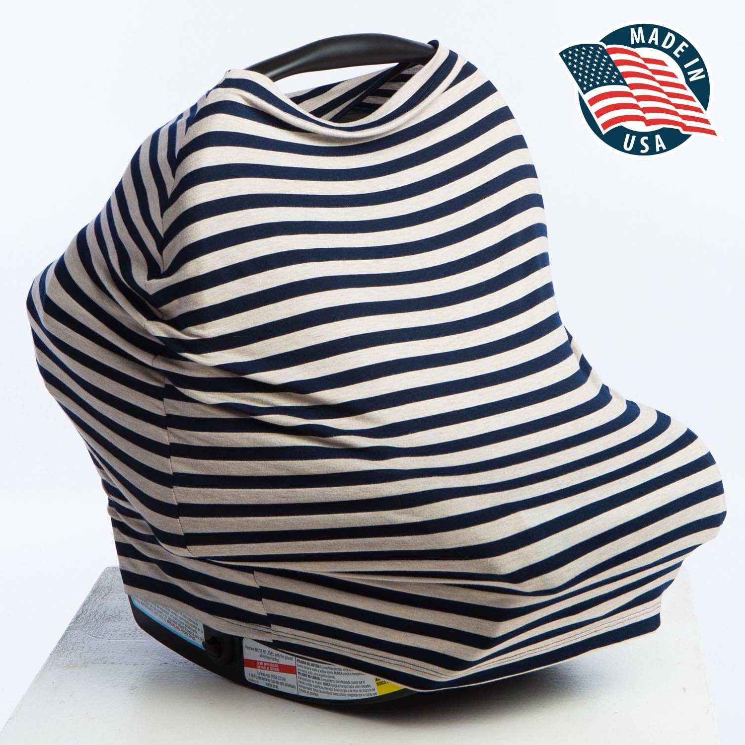 DRIA Pod All-in-One Multipurpose Car Seat and Nursing Cover- Made in The USA with Premium Lenzing Modal Fabric (Blue Stripe)