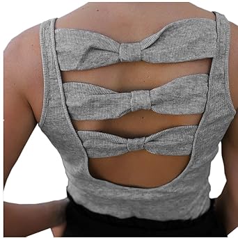 URSING Tank Tops Damen Sommer Schicke Oberteile Reizvolle Beiläufig Bogen Rückenfreies Ärmellose Tank Top Weste Festliche Blu